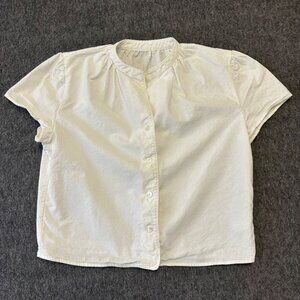 Nothing Written Button Up Cotton Cap Sleeve Top Size S? White Made In Korea